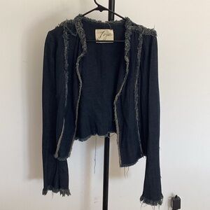 Jaga Jeans Blue Frayed Denim Jacket small